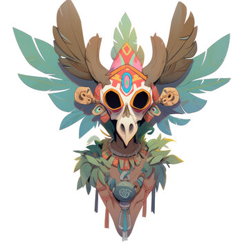 An illustration of Saci wearing a mask