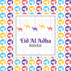 Eid al Adha social media post banner with qurbani animal pattern.