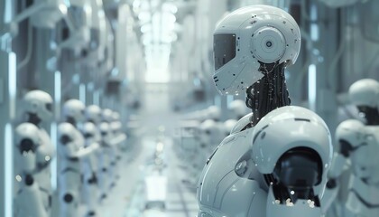 Naklejka premium Robotic Manufacturing, Industrial, Blueprint Style, Efficient, Factory ,3d animation