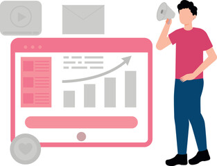 The guy is doing graph marketing.