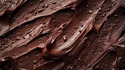 Melted chocolate texture background, top view