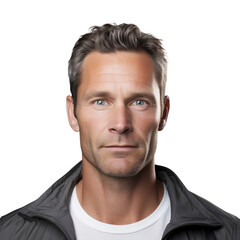 Obraz premium Close up portrait of middle aged man smiling on face, isolated on transparent background