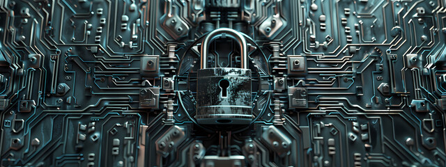 Fototapeta premium Futuristic Padlock for Cyber Security