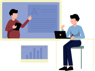 Boy getting result online.