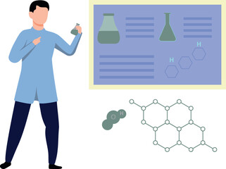 The boy is studying science.