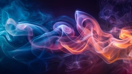 Close-up of colorful cigarette smoke patterns floating in the air.