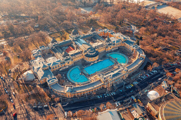 Budapest, Szechenyi Thermal Baths from bird eye view