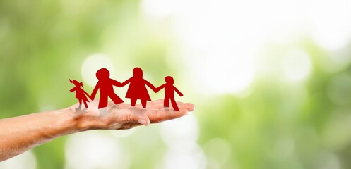 Paper family Silhouettes On human Hands