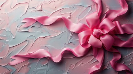 Obraz premium Delicate pink ribbon on isolated background. 3d rendering