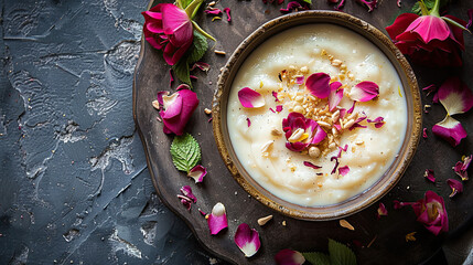 rose petals and yogurt in a bowl