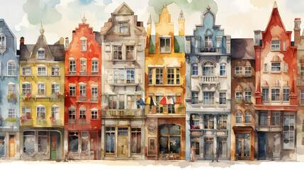 Fototapeta premium Shopping Districts Watercolor