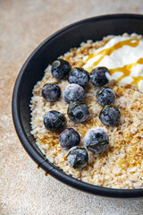 oatmeal with berries healthy breakfast porridge fresh cooking appetizer meal food snack on the table copy space food background
