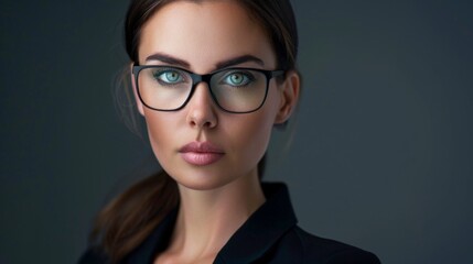 Fototapeta premium Confident businesswoman's face with a determined expression, ready to conquer challenges.