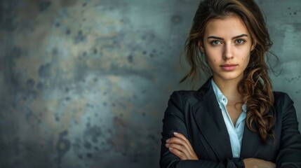 Fototapeta premium Confident businesswoman's face with a determined expression, ready to conquer challenges.