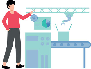 Boy looking at package production.