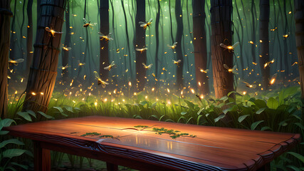 Obraz premium Beautiful wood with very detailed firefly’s