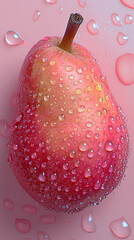 fresh pink pear with water drop 