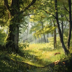 Finding Peace in a Forest Glade Bathed in Sunlight