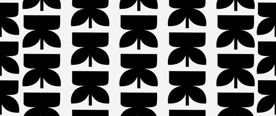 Vector seamless background. Minimalistic abstract floral pattern. Modern print in black color on a light background. Ideal for textile design, screensavers, covers, cards, invitations and posters.