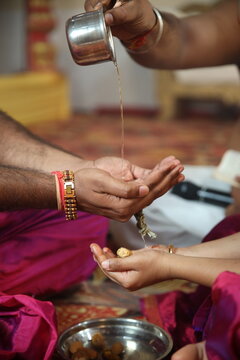 Indian threading ceremony, Traditional Hindu cultural function, where a young boy is sent to Guru for further studies, artistic shots with nice composition