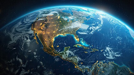 high resolution satellite view of planet earth focused on north and central america mexico usa canada alaska and greenland elements of this image furnished .illustration stock image