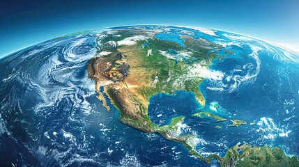 physical map of north america with high resolution details flattened satellite view of planet earth its geography and topography elements of this image furnished .illustration