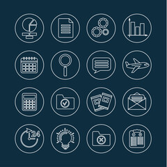 set of linear vector business icons
