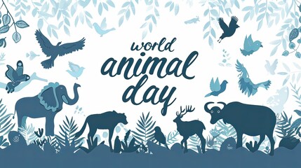 a poster World animal day with animals illustration