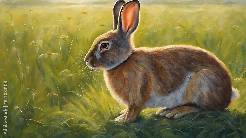 Wall mural rabbit in the grass