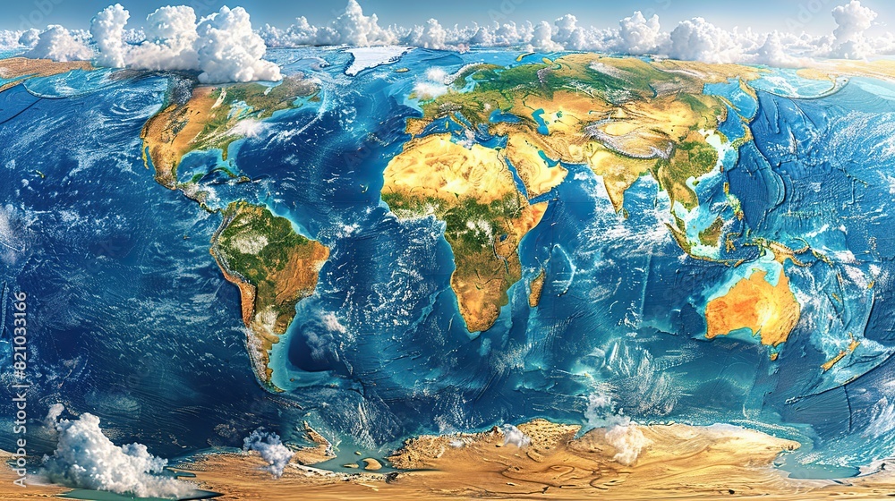 Canvas Prints detailed global map centered on the continent of asia..stock photo