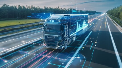 High-tech autonomous trucking on a highway