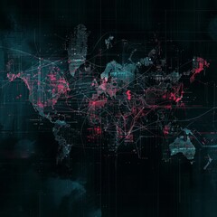 Abstract World Map for Data Transfer