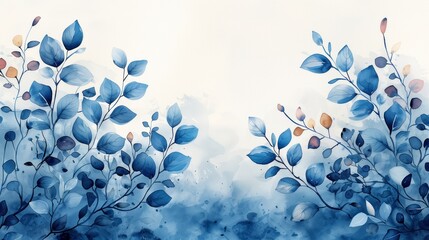 blue leaves on white background .Generative AI