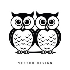 Obraz premium owl couple minimalist vector design isolated illustration