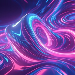 Obraz premium Abstract 3D fluid-shaped holographic background with moving futuristic lighting and pink and blue colors