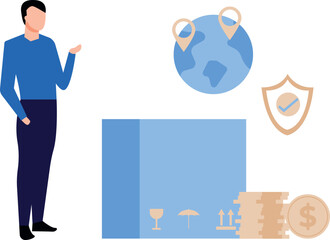 Boy delivers parcels worldwide.