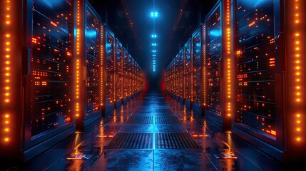 abstract data center background database in terminal storage hardware server room cloud computing networking and hosting in rack system.illustration