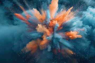 orange and blue powder explosion 
