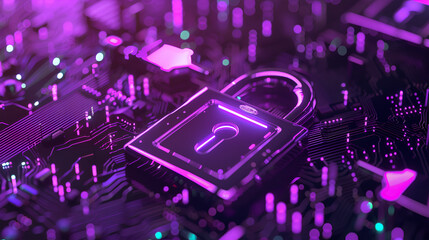 encryption for privacy with digital lock symbols with futuristic design