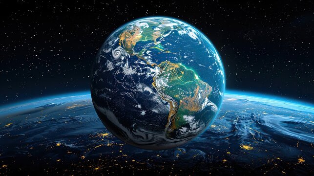 high resolution satellite view of planet earth focused on south and central america brazil and amazon rainforest elements of this image furnished .stock photo