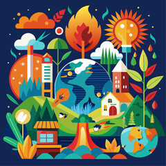 Vivid, abstract interpretations of global warming and environmental themes.