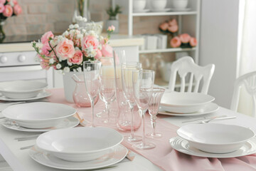 Fototapeta premium Beautiful wedding table setting with flowers