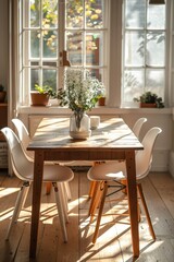 Sunny living room in beige colors.