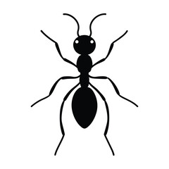 Ant Vector illustration of a black silhouette. Line art or outline Isolated white background. Icon insect ant side view profile. Ant vector flat icon.