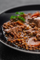 lentils beef meat or pork fresh meal food snack on the table copy space food background rustic top view 