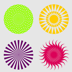 Psychedelic spiral with colorful radial swirl vector