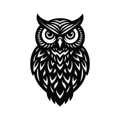 Owl Animal Black Silhouette Vector With White Color Background