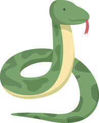 Playful vector illustration of a smiling green snake with a simple, childfriendly design