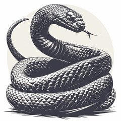 Snake illustration concept graphic design. Raster bitmap digital art. AI artwork. 