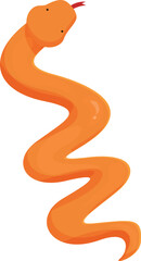 Vibrant, vector illustration of a friendly orange snake with a simplistic design on a white background